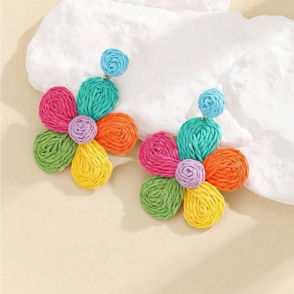 Multi color flower earrings